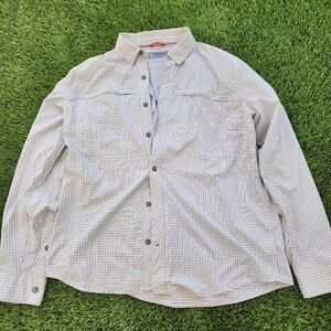 Simms Men's Plaid Button-Up Shirt Size Large Long Sleeve Insect Shield Fishing